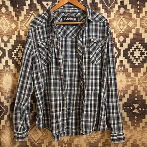 Men’s Carbon XXLarge Plaid Button Up Shirt, 100% Cotton
